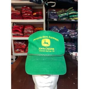 Vintage John Deere Hat Potestio Bros Colorado Springs Green Roper Snapback